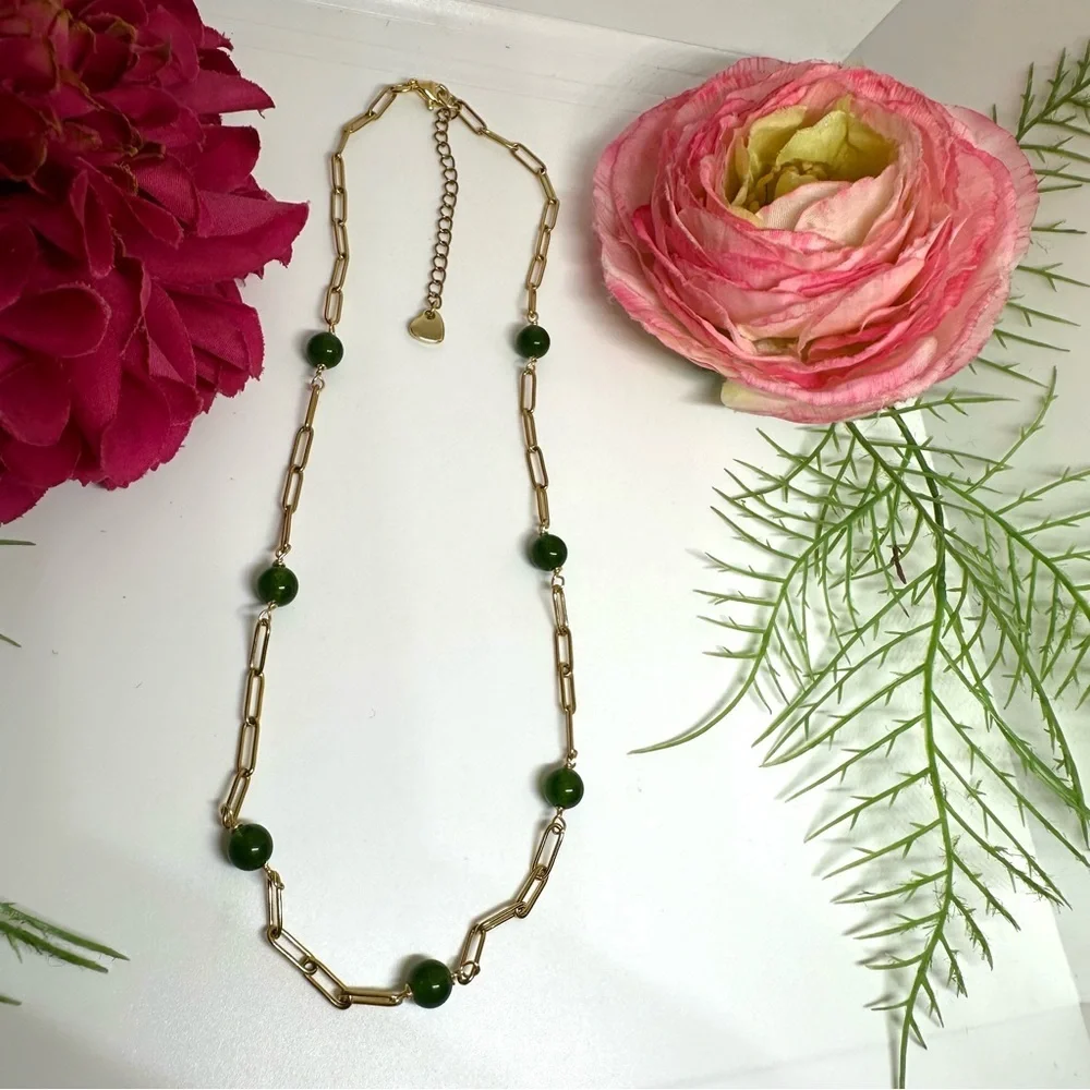 NEW⚜️Jade & Chain Beaded Gemstone Necklace